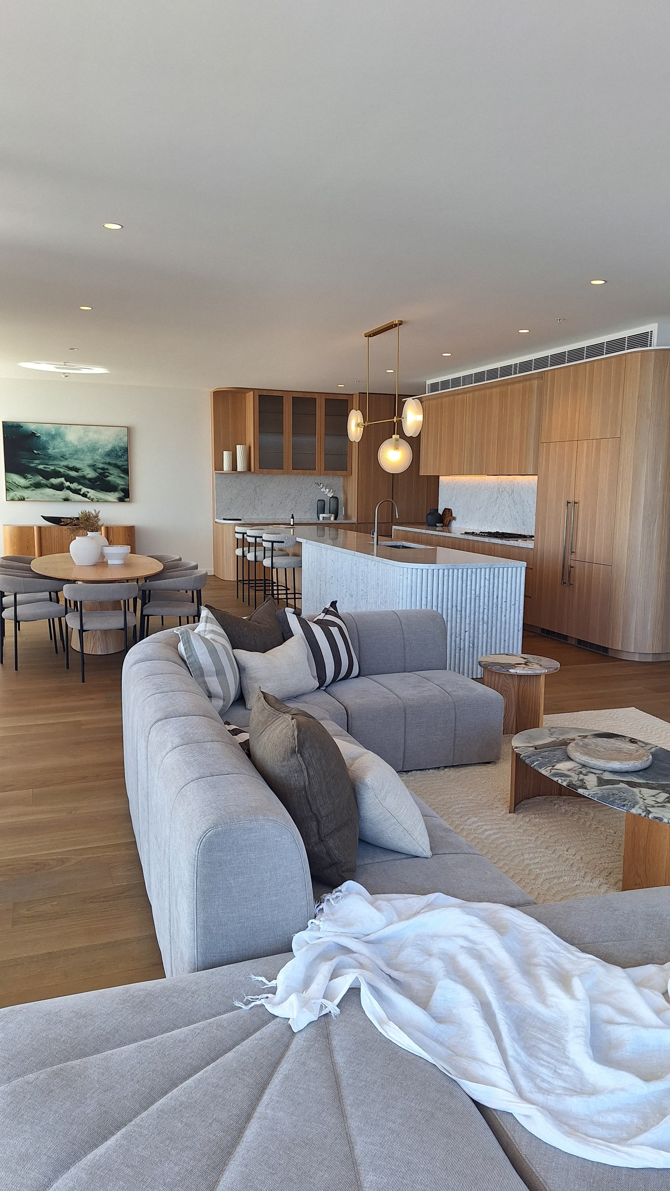 warm living and kitchen